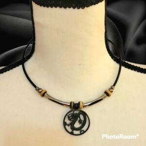 VTG PANAMA JACK Dragon Pendant Split Tube Unisex Castlecore Choker Necklace